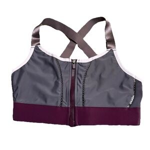 Fabletics High Impact Bra XS Purple Zip‎ Front Hook Eye Zoe Adjustable Straps